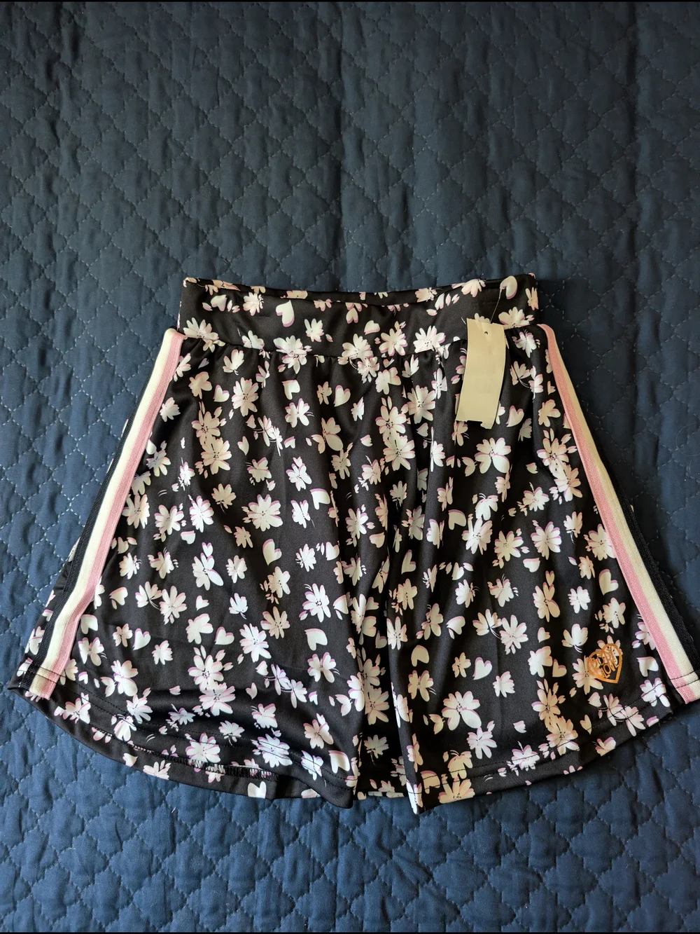 Body Glove Black Floral Skort & Leggings Set with Pink Accents